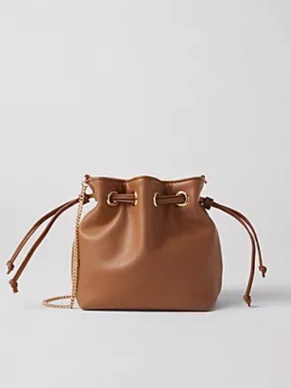 Mini Drawstring Clutch Bag In Brown Toffee